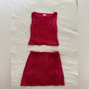 Brand New Lovers + Friends Matching Sequin Hot Pink Set